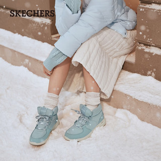 斯凯奇（Skechers）女鞋秋冬面包鞋保暖短筒舒适柔软短靴加绒厚底雪地棉鞋144194 浅蓝色/LTBL 35.5