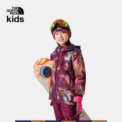 THE NORTH FACE 北面 童装女童滑雪服棉服防泼水户外|82Y6 OME/红色印花 140cm M(140/68)