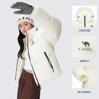 CAMEL 骆驼 女装短款羽绒服 724CA6B601，雪藕白 L