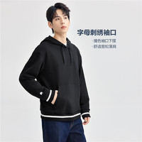 佐丹奴卫衣男街头风帽衫字母刺绣袖撞色连帽套头衫男13024623 09 标志黑 L
