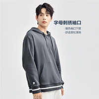 佐丹奴卫衣男街头风帽衫字母刺绣袖撞色连帽套头衫男13024623 16 石板灰 XL