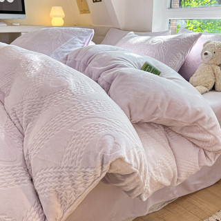 兰芮 A类雕花加厚保暖防静电牛奶绒四件套 200*230cm