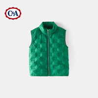 西雅衣家 C&A儿童羽绒马甲冬款男女童纯色休闲马甲外穿鸭绒马甲中大童 绿色 110