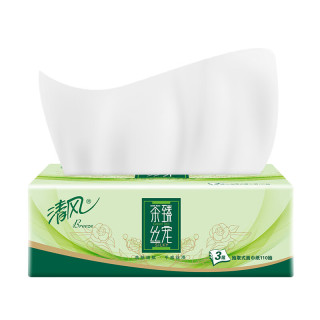 清风 茶臻丝宠系列 抽纸 3层110抽3包(180*132mm)