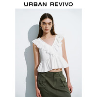 URBAN REVIVO UR2024夏季新款女装甜美少女蕾丝花边无袖罩衫衬衫UWL240058