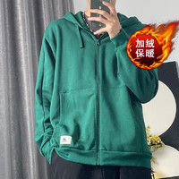 adidas 阿迪达斯 外套男装款加绒保暖运动服时尚连帽防风休闲夹克IQ3422 IQ3427绿色 2XL