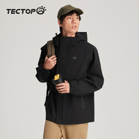 探拓（TECTOP）三合一冲锋衣男24秋冬抓绒衣内胆风衣户外滑雪外套登山服 男款云墨黑 3XL