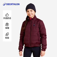 迪卡侬儿童马术外套骑士服装保暖加厚棉服运动夹克棉袄女童OVHR 保暖酒红色 12Y