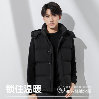 BOBBY BIZZ男士羽绒服马甲秋冬季2024背心95%白鹅绒马夹加厚保暖外套潮 黑色 2XL 175斤左右