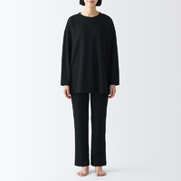 MUJI 無印良品 无印良品（MUJI） 女式 粘纤混 针织长外衫 家居服套装 女士睡衣春季 FD1JLC4S 黑色