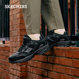 斯凯奇（Skechers）男鞋冬季保暖潮流老爹鞋厚底增高鞋防滑舒适休闲运动鞋237067 全黑色/BBK 45.5