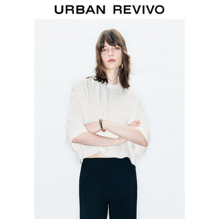 URBAN REVIVO UR2024秋季女装简约气质落肩袖超宽松棉质T恤UWG440151 本白 S(XS-S)