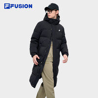 FILA FUSION斐乐潮牌长款羽绒服男2024冬季休闲基础连帽外套