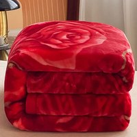 雅鹿加厚拉舍尔毛毯被子冬铺床加绒宿舍单人盖毯婚庆办公室午休绒毯子 294大红 双层加厚150X200cm约4斤