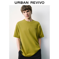 URBAN REVIVO UR2024秋季男装潮酷撞色拼接字母印花短袖T恤UMV440132 黄绿 S(XS-S)