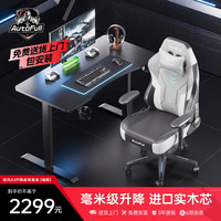 傲风A4电竞桌椅套装电动升降电脑桌台式实木书桌子【A4 1.2m*C3钛坦】 A4+C3钛坦套装【升降很稳】