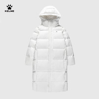 KELME卡尔美运动长款羽绒服加厚外套冬季休闲保暖防寒服 9347YR2012光亮白 190/3XL