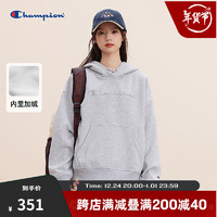 Champion 冠军连帽卫衣女2024秋季刺绣logo加绒上衣校园风潮牌 灰色 XL