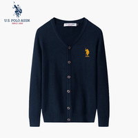 美国马球协会 U.S. POLO ASSN.保罗针织男秋季商务休闲开衫毛衣男百搭保暖外套 宝蓝 L 