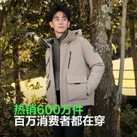 波司登羽绒服男款冬季2024连帽短款工装风大口袋抽绳防钻绒