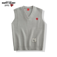查尔斯桃心 毛衣背心男士坎肩无袖秋冬季内搭2024针织打底衫 浅灰 M