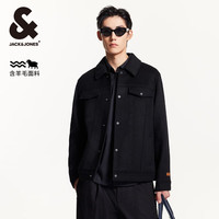 杰克·琼斯（JACK&JONES）潮百搭舒适休闲单排按扣门襟双侧插袋尖领常规上衣男装224327002 黑色S03 黑色S03 M