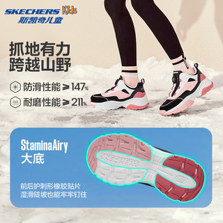 Skechers斯凯奇儿童绒绒靴（跃界系列）男童冬短靴旋钮女童加绒鞋302528L 女童/黑色/白色/粉红色/BKWP 30码