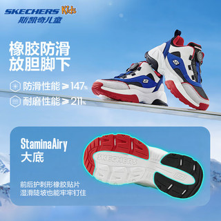 Skechers斯凯奇儿童绒绒靴（跃界系列）男童冬短靴旋钮女童加绒鞋302528L 男童/白色/多彩色/WMLT 37码