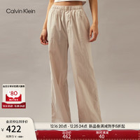 卡尔文·克莱恩 Calvin Klein 内衣24秋季女士ck柔软纯棉府绸松紧腰休闲家居长裤睡裤QS7242 Q8U-浅米 S