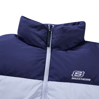 斯凯奇(Skechers)2024冬季羽绒服 男女同款拼色立领保暖外套 L423U106-027F/天空紫 2XL /185/100A 185/100A/2XL