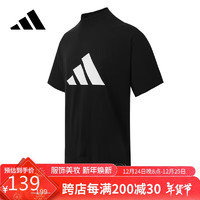 adidas 阿迪达斯 男女同款短袖夏季休闲宽松上衣圆领T恤运动潮流半袖 黑色 M