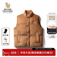 William fox&sons 新复古回潮男装灯芯绒刺绣面包服加厚保暖羽绒驼色 M