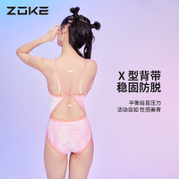 洲克 ZOKE 泳衣女连体三角2024专业竞速训练游泳衣女士温泉泳装 粉红小狐狸 23635823单层/无胸垫 2XL