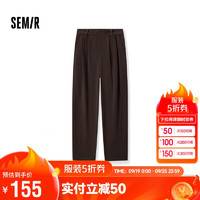 森马（Semir）休闲裤女纯色肌理阔腿裤慵懒松弛感2024冬雪尼尔长裤109724127006 咖色调00355 L