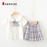 百亿补贴：ABCKIDS 女童JK制服套装夏季小学生女孩百褶裙学院风衬衫格裙套装