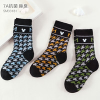 迪士尼儿童秋冬袜子中筒棉防臭袜男女童宝宝运动白短袜 33181- 3双 22-24cm/适合10岁以上