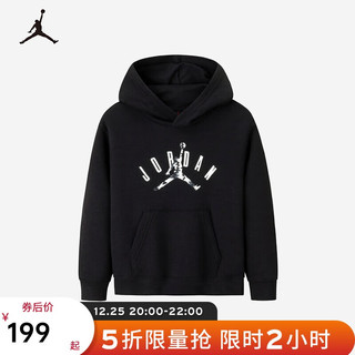 NIKE 耐克 Jordan耐克童装连帽卫衣AJ儿童秋冬加绒舒适上衣 正黑色 160/80(XL)