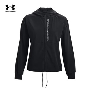 安德玛（Under Armour）女子外套训练上衣运动连帽舒适夹克1369889 黑色002 S