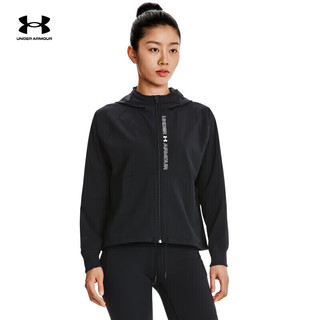 安德玛（Under Armour）女子外套训练上衣运动连帽舒适夹克1369889 黑色002 S