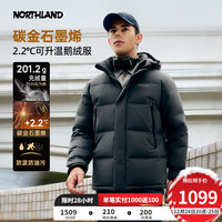 诺诗兰（NORTHLAND）羽绒服男升温抗寒保暖面包服抗菌防油污连帽羽绒外套男 爵士灰色 S (165) 100-110斤