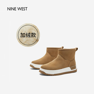 88VIP：NINE WEST 玖熙 加绒加厚雪地靴女2024冬季新款皮毛一体保暖棉鞋厚底短靴棉靴