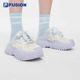 FILA FUSION斐乐潮牌女鞋BIANCO MULE厚底潮鞋2024秋季休闲鞋 奶白/日光蓝-GX 36.5