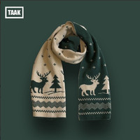 凯蒂猫 Hello Kitty秋冬季百搭保暖围巾氛围学韩系简约圣诞风韩版加厚 均码 麋鹿围巾-墨绿