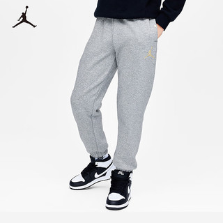 NIKE JORDAN 耐克AJ童装男童加绒裤子23冬季保暖金色LOGO儿童长裤 岩层灰 150/63(M)