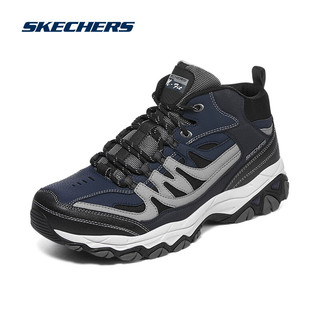 斯凯奇（Skechers）男鞋秋冬季机甲运动户外鞋舒适缓震老爹鞋 海军蓝色/灰色 46