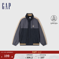 Gap 盖璞 男女装2024初秋撞色拼接拉链立领外套青春活力上衣637888 灰黑拼接 175/96A(L) 亚洲尺码