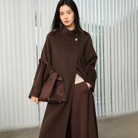 【高智大衣】伊芙丽立领设计感长款双面羊绒呢大衣女2024秋装