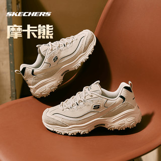 SKECHERS 斯凯奇 摩卡熊丨秋冬透气休闲鞋女百搭老爹鞋增高运动鞋旗舰官网 896145-NTBK 自然色/黑色 37.5