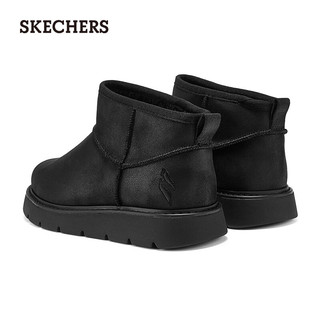 斯凯奇（Skechers）女士短毛皮加绒短靴169018 全黑色/BBK 40