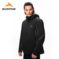 松野湃(SURPINE)轻云系列男士连帽轻量动态保暖棉服防风保暖外套 曜石黑 L